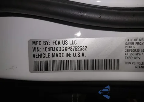 2023 Jeep Grand Cherokee L Overland 4X4 z USA, uszkodzony, nr VIN 1C4RJKDGXP8752582